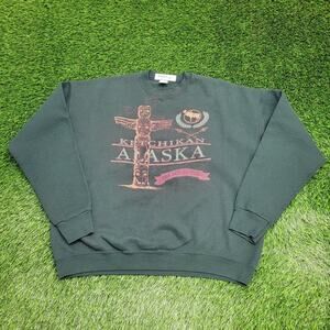 Vintage Alaska Ketchikan Totem Sweatshirt 2XL 26x26 Boxy USA